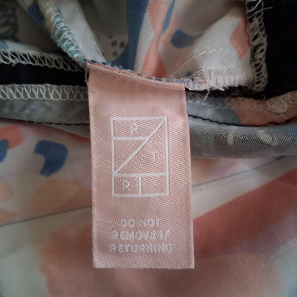 Hunter Bell Grayson Abstract Geometric Watercolor Silk Top Ruffle Peplum Small - Picture 11 of 12